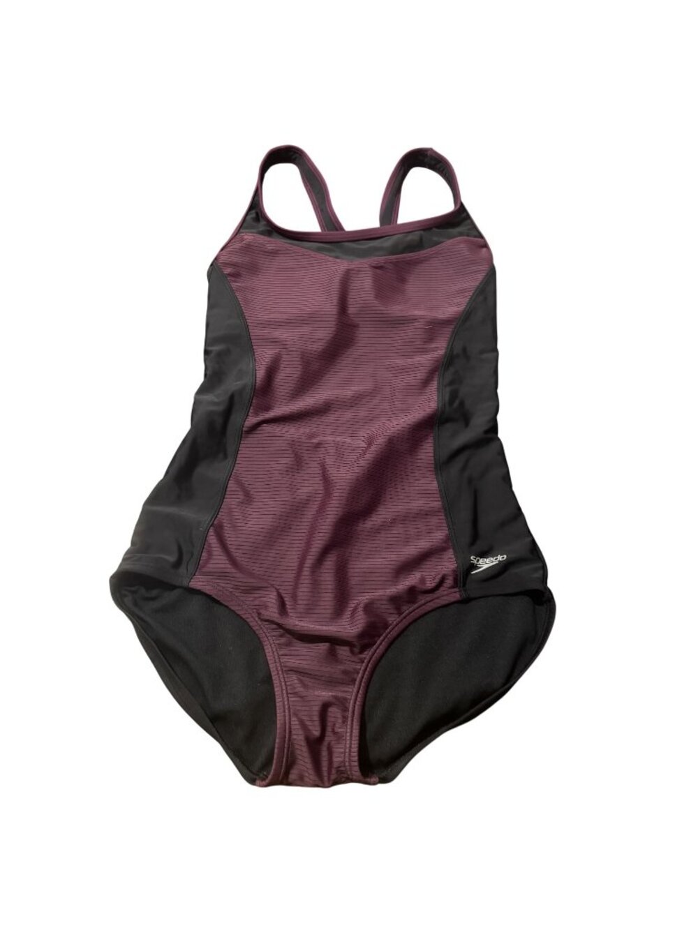 Speedo One Piece Swimsuit Colorblock Burgundy Black Medium Athletic Size M